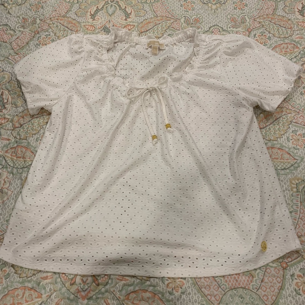 Michael kors eyelit peasant top